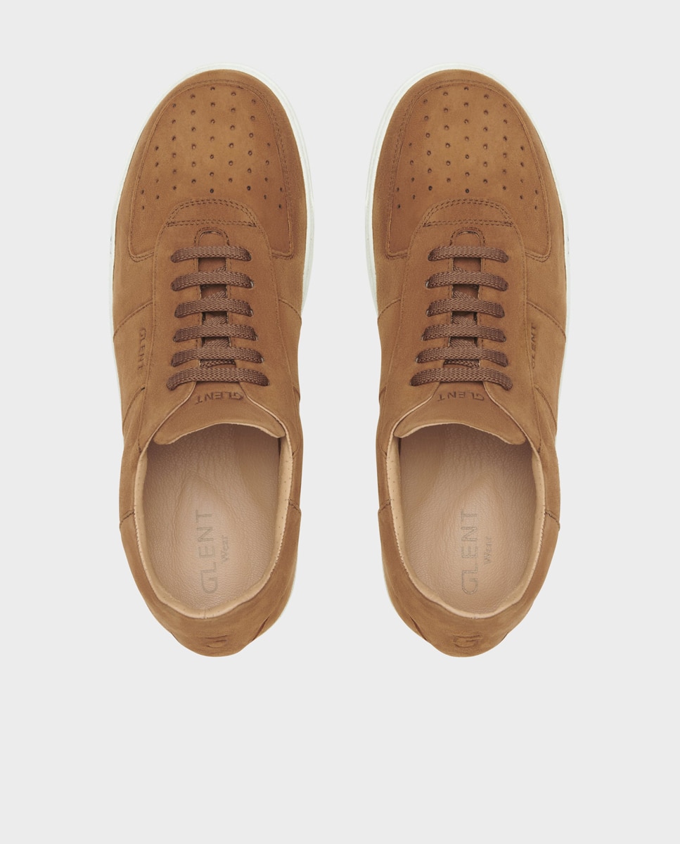Zapatillas de hombre en piel y ante con suela vibram - Glent - Marrón Marrón-5