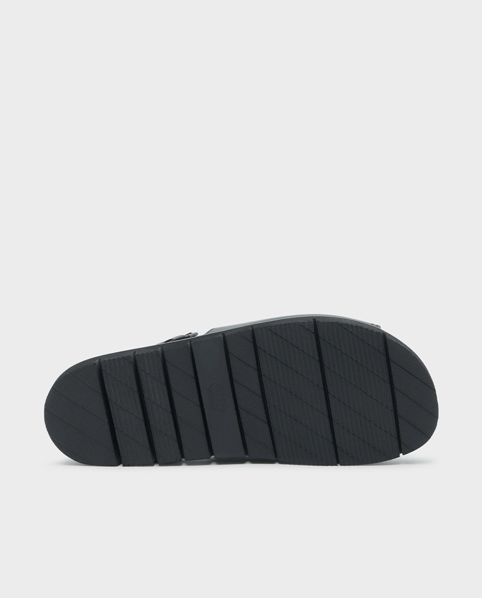 Sandalias de hombre de piel con hebilla - Glent - Negro Negro-5