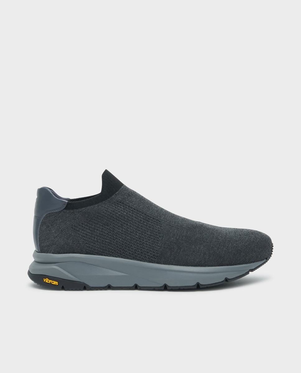 Zapatillas de hombre tipo calcetín con suela vibram - Glent - Gris Gris-1