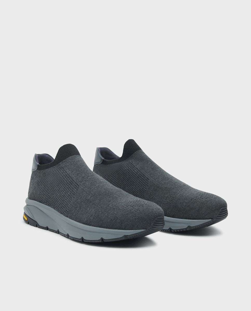 Zapatillas de hombre tipo calcetín con suela vibram - Glent - Gris Gris-3