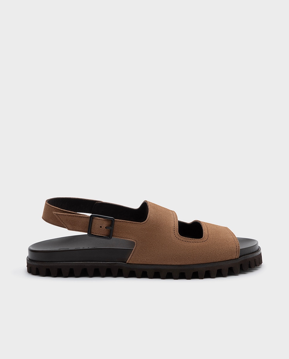Imagen 0 de Sandalias de hombre de piel con hebilla Marrón