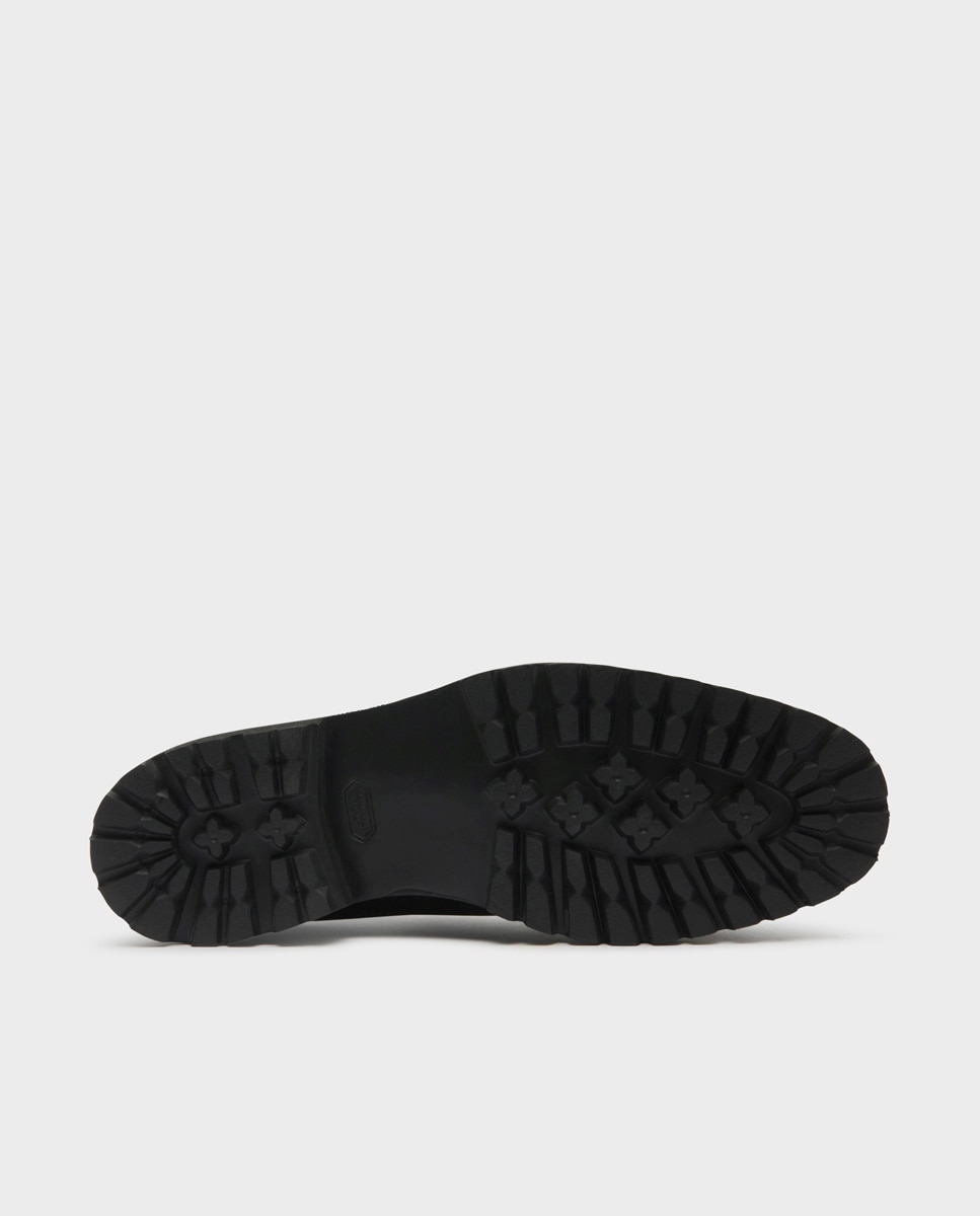 Botines wallabee de hombre de piel con suela track - Glent - Negro Negro-4