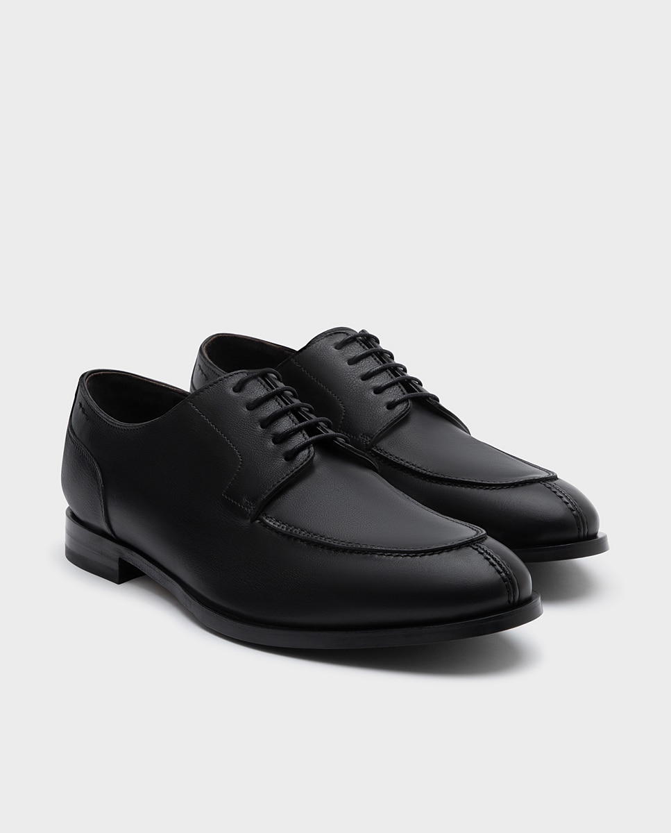 Zapatos de cordones de hombre de piel ancho especial - Glent - Negro Negro-3
