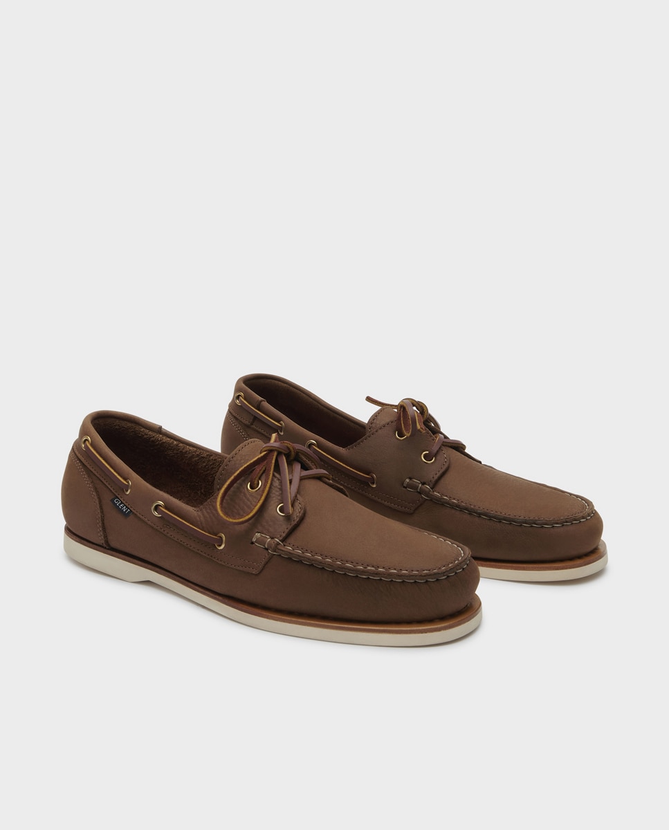 Náuticos de hombre de piel con suela vibram - Glent - Marrón claro Marrón claro-3