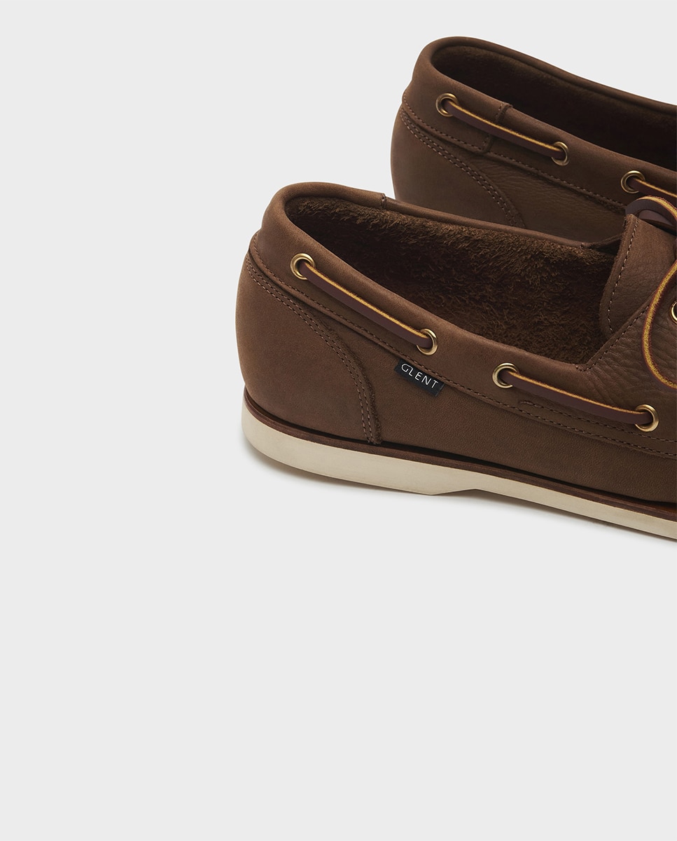 Náuticos de hombre de piel con suela vibram - Glent - Marrón claro Marrón claro-4