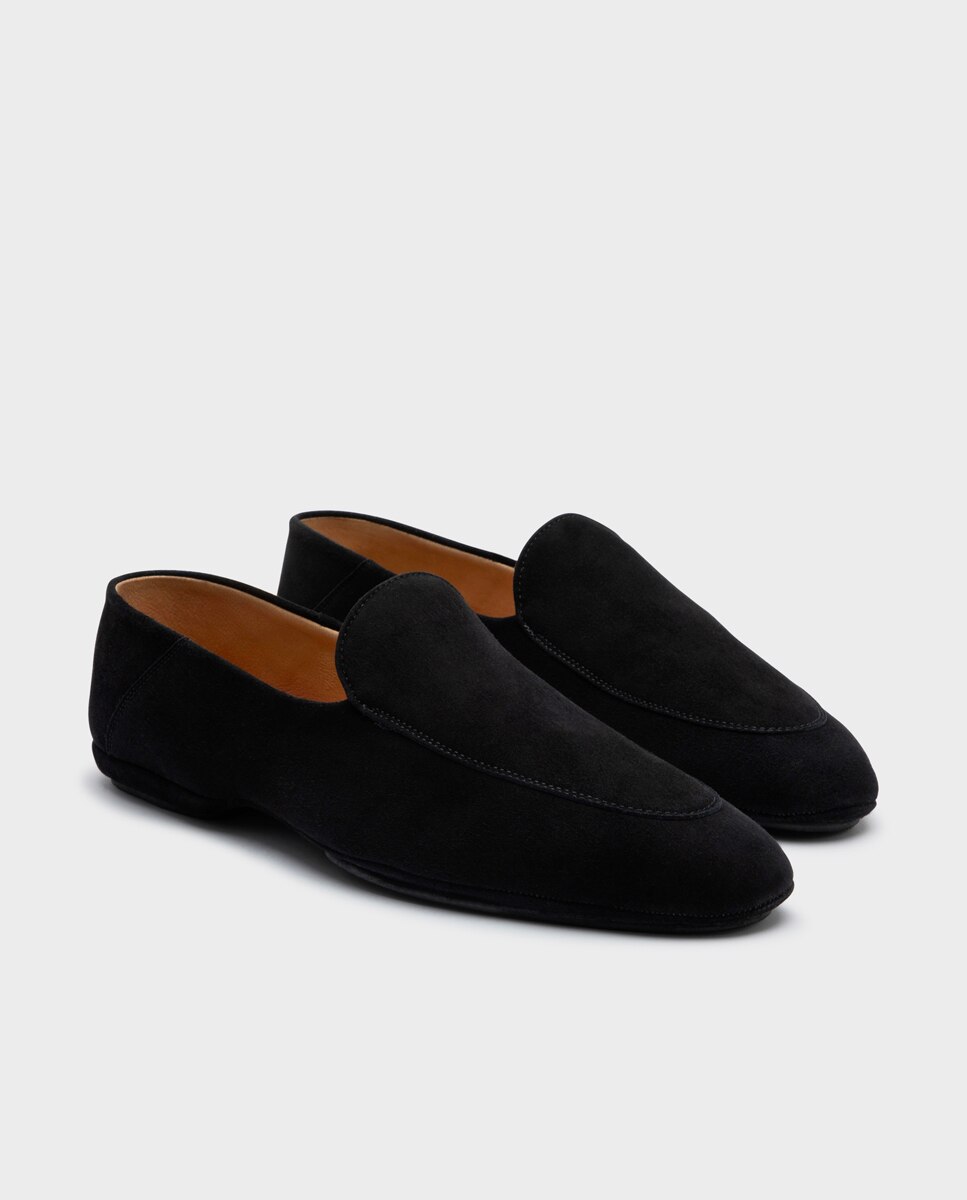 Zapato cómodo slipper cómodo de hombre de piel - Glent - Negro Negro-3