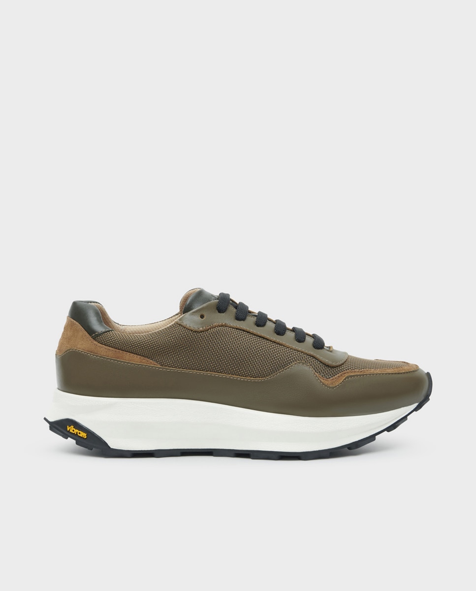 Zapatillas de hombre de piel con cordones ancho especial - Glent - Verde Verde-1