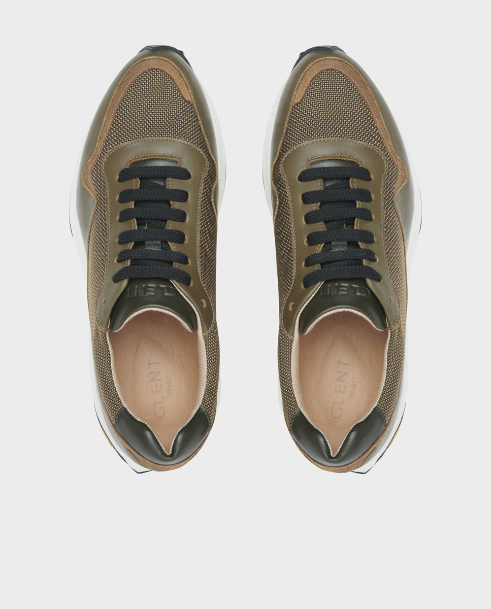 Zapatillas de hombre de piel con cordones ancho especial - Glent - Verde Verde-2