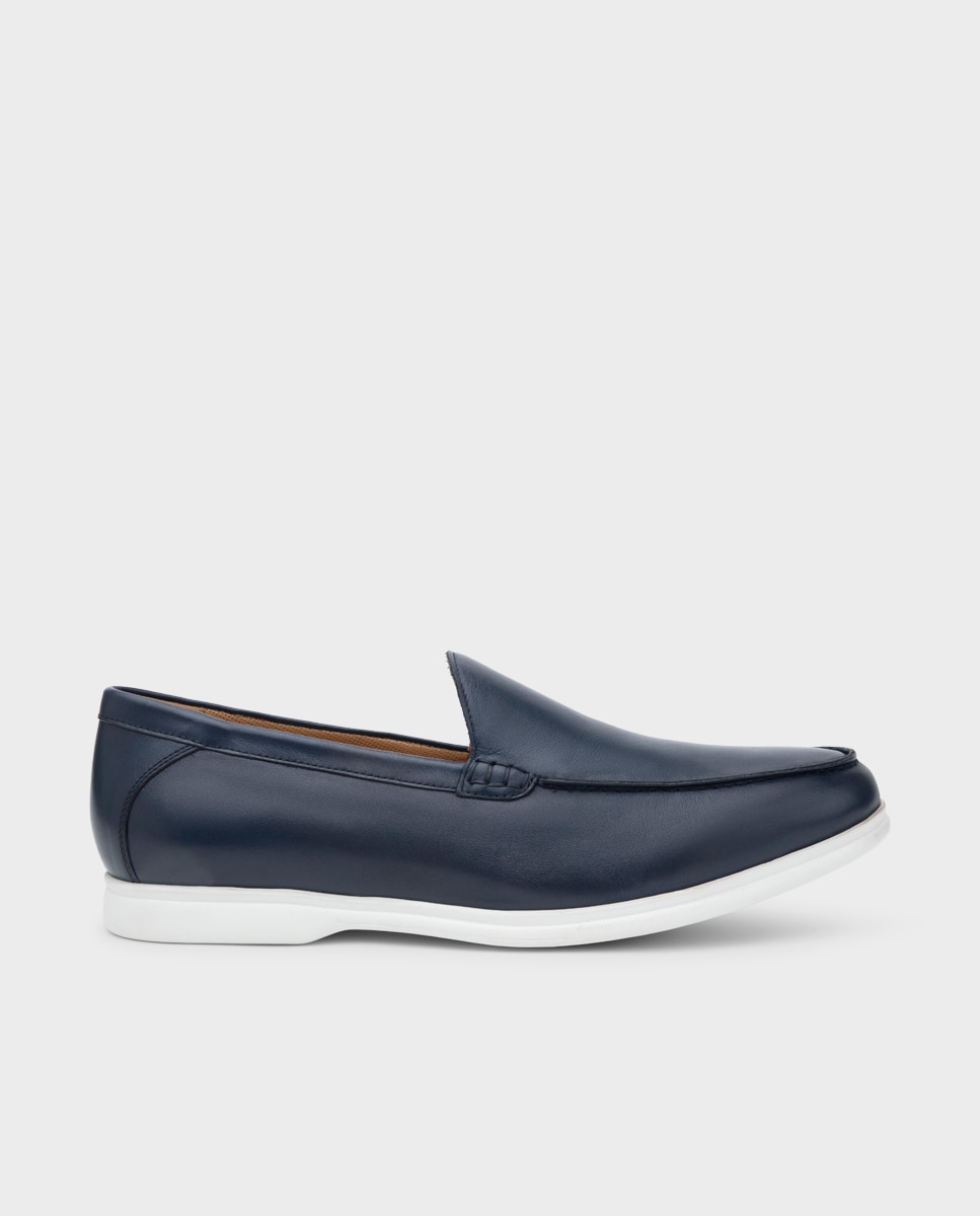 Mocasines venecianos de hombre de piel y suela de goma - Glent - Azul marino Azul marino-1