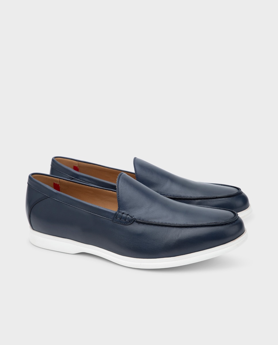 Mocasines venecianos de hombre de piel y suela de goma - Glent - Azul marino Azul marino-3