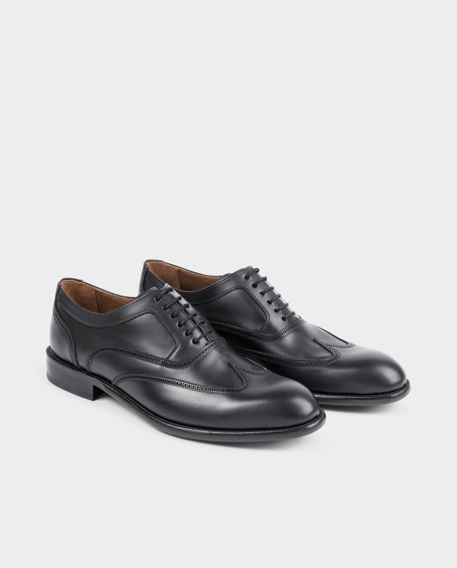 Zapatos oxford wingtip de hombre de piel - Glent - Negro Negro-3