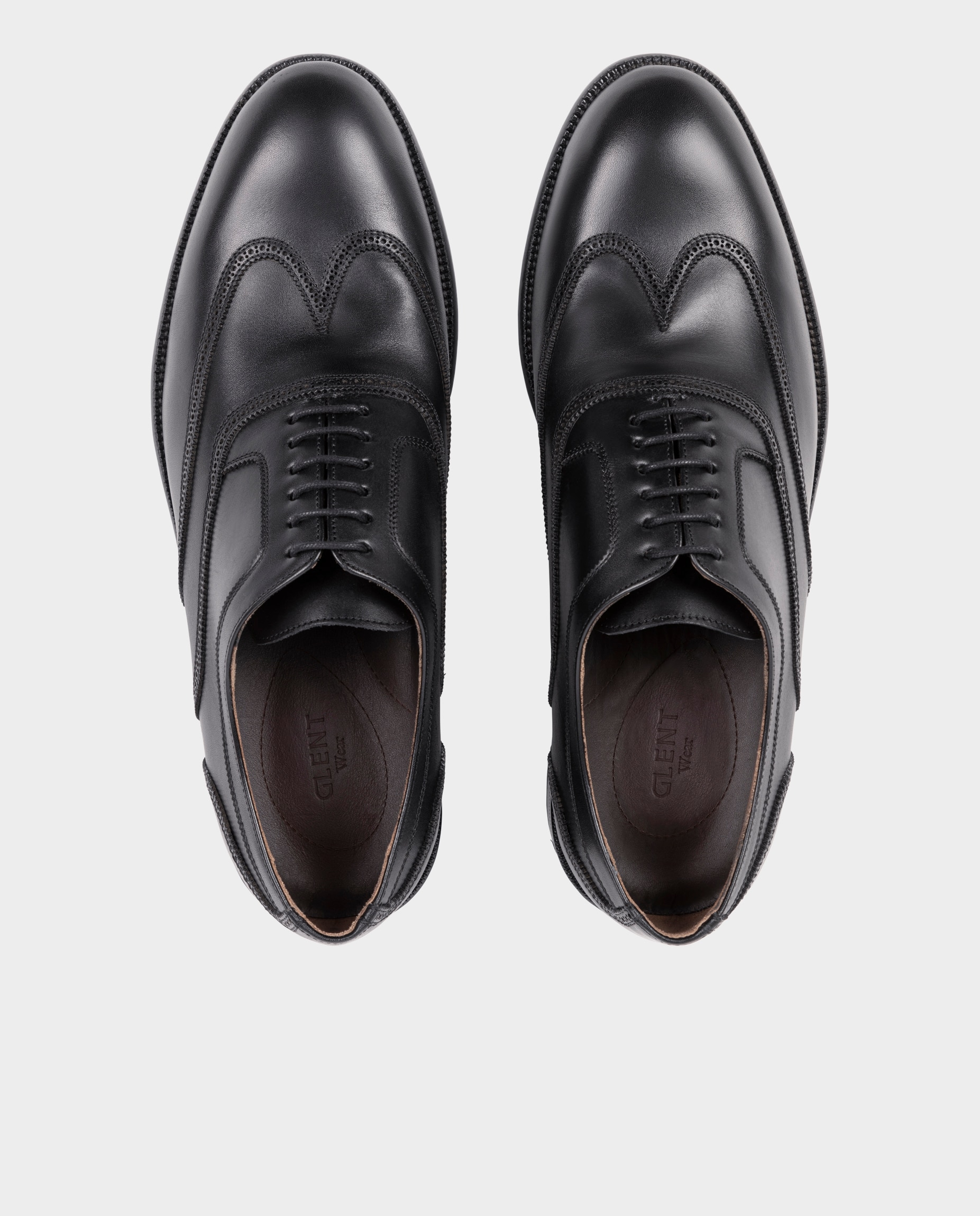 Zapatos oxford wingtip de hombre de piel - Glent - Negro Negro-2