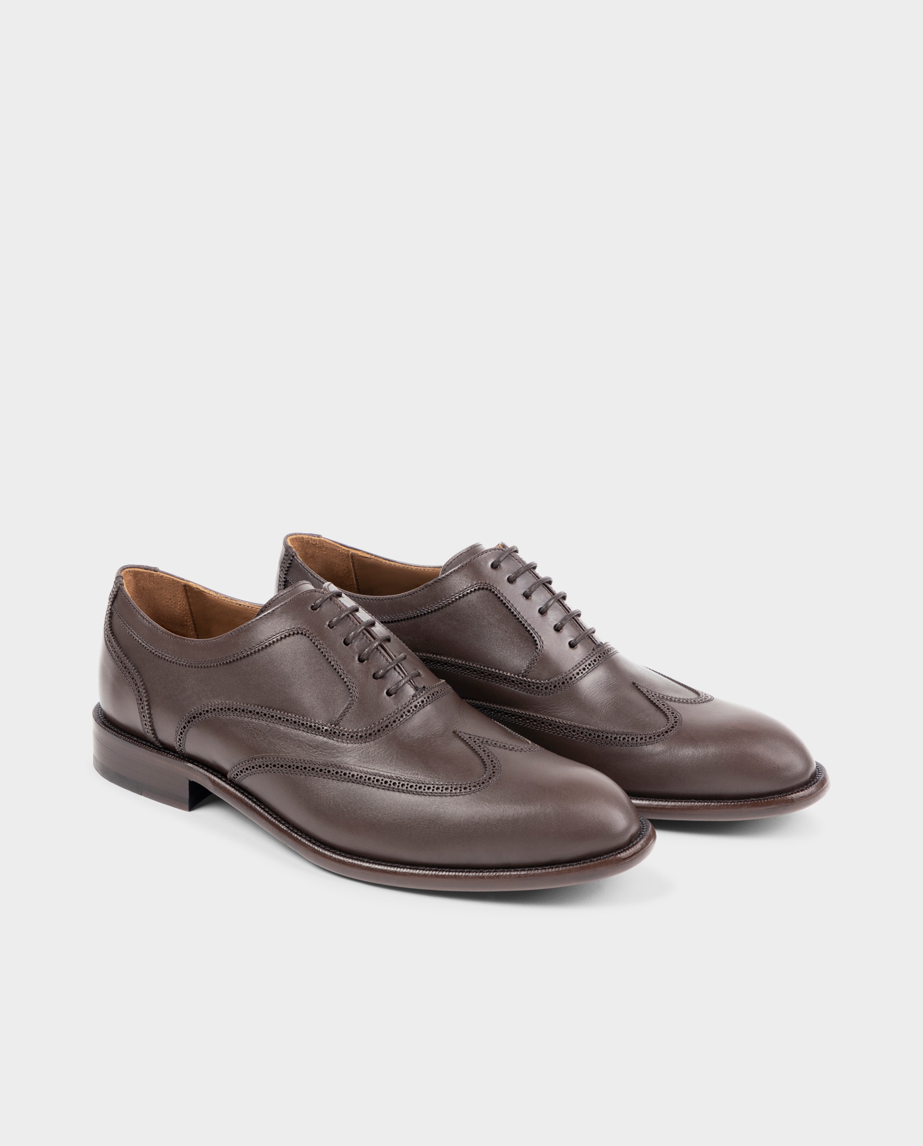 Zapatos oxford wingtip de hombre de piel - Glent - Marrón Marrón-2