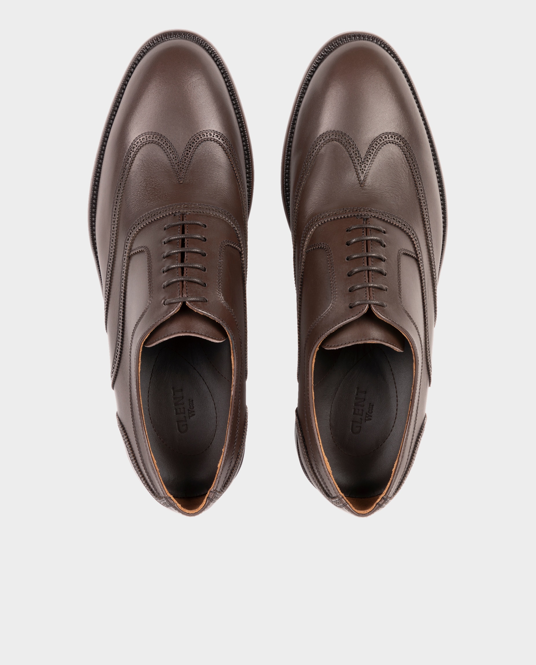 Zapatos oxford wingtip de hombre de piel - Glent - Marrón Marrón-3