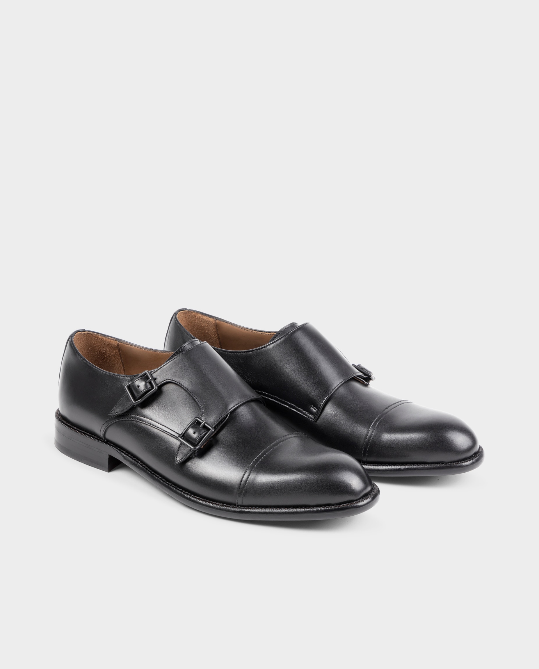 Zapatos monk de hombre de piel - Glent - Negro Negro-3
