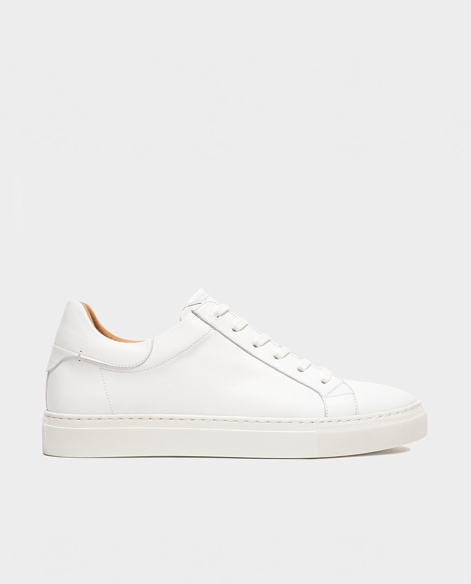 Zapatillas de hombre en piel ante con suela de goma - Glent - Blanco Blanco-1