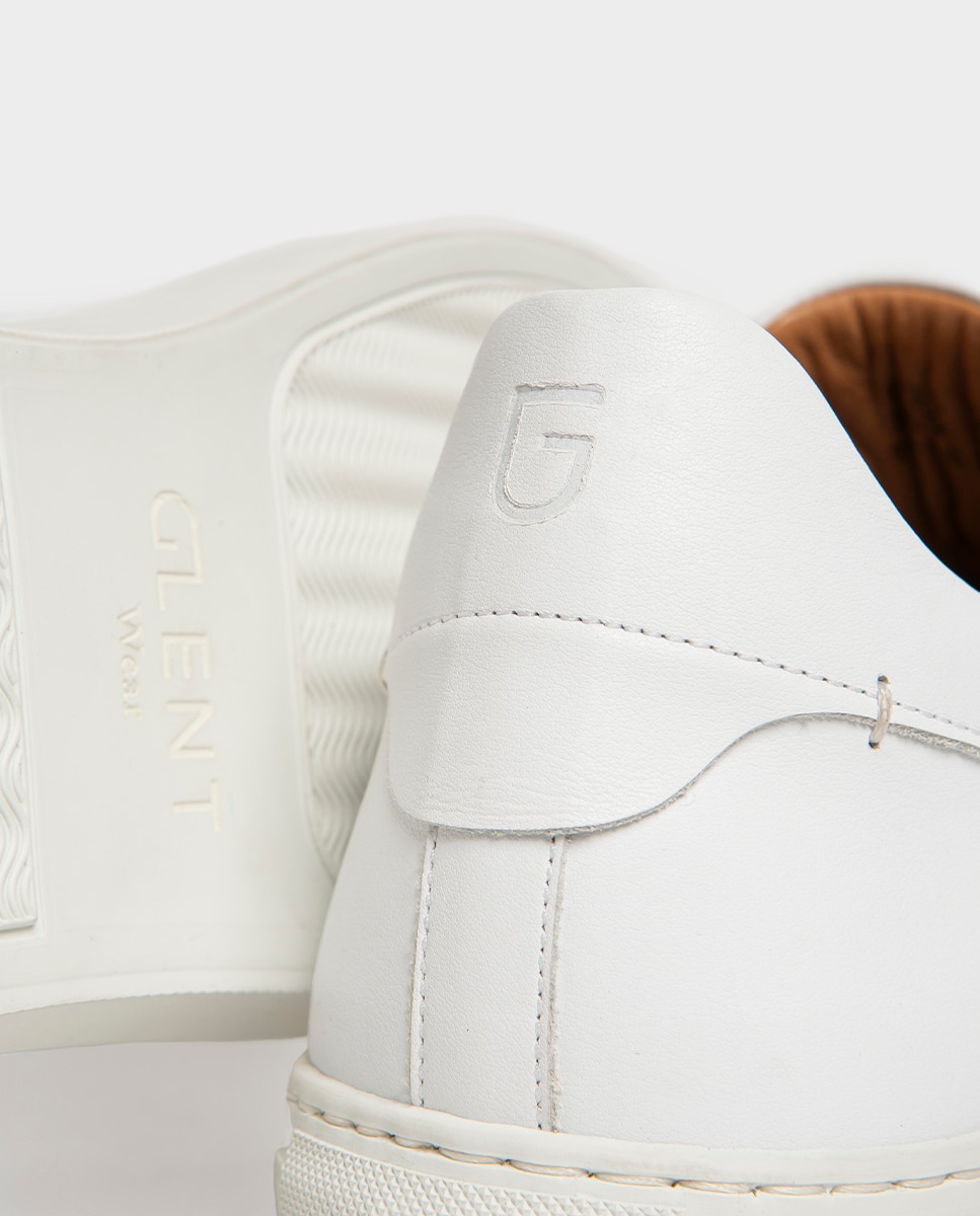 Zapatillas de hombre en piel ante con suela de goma - Glent - Blanco Blanco-2