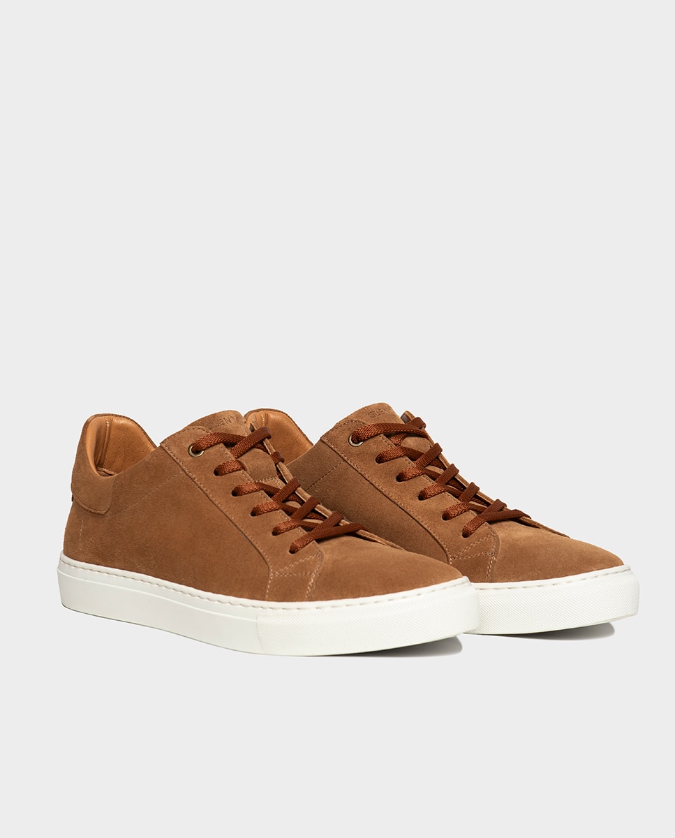 Zapatillas de hombre en piel ante con suela de goma - Glent - Cuero Cuero-3