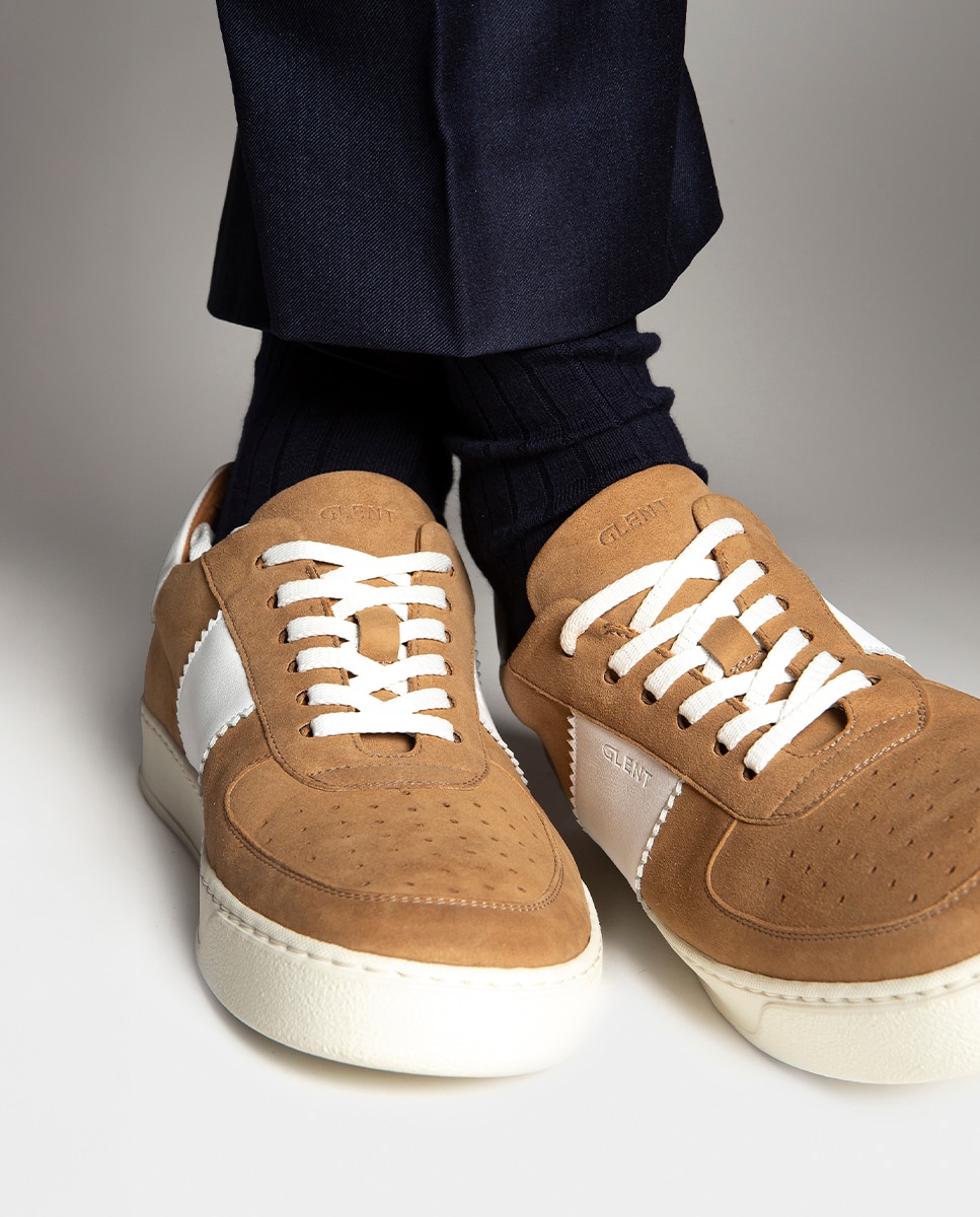 Zapatillas de hombre en piel y ante con suela vibram - Glent - Cuero Cuero-2