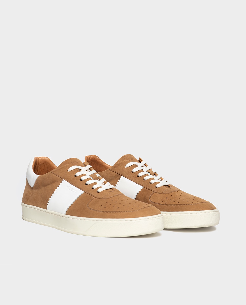 Zapatillas de hombre en piel y ante con suela vibram - Glent - Cuero Cuero-3