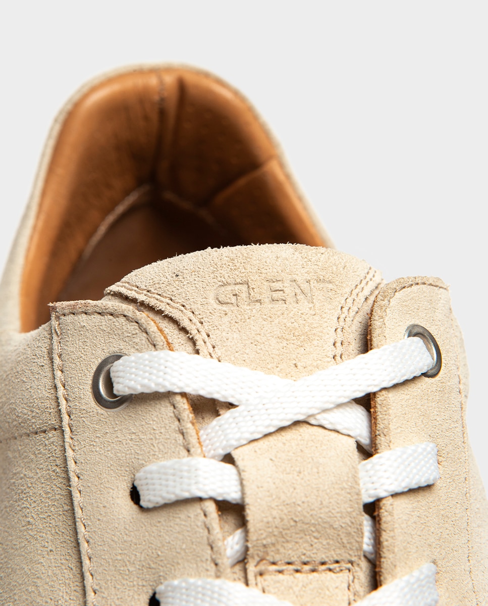 Zapatillas de hombre en piel ante con suela de goma - Glent - Blanco Blanco-2