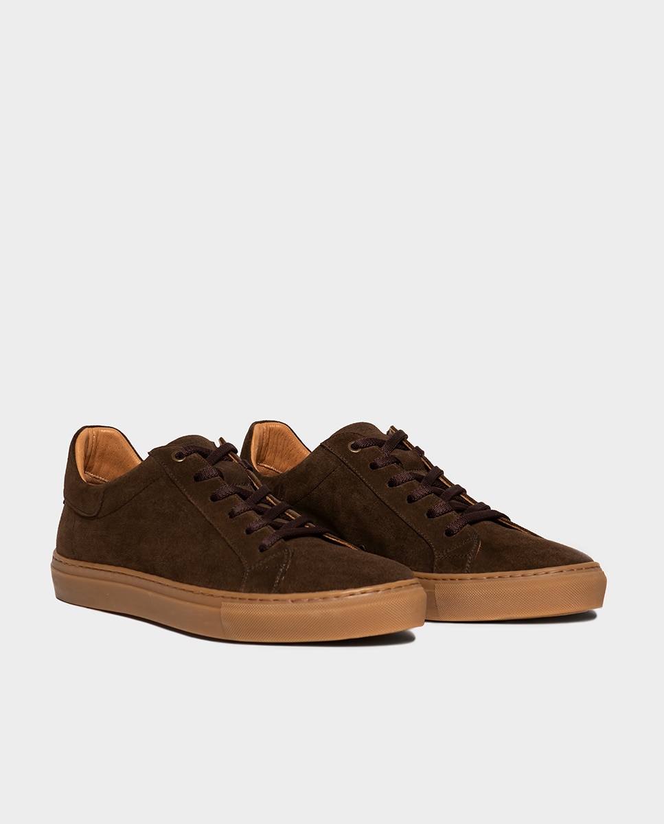 Zapatillas de hombre en piel ante con suela de goma - Glent - Marrón Marrón-3