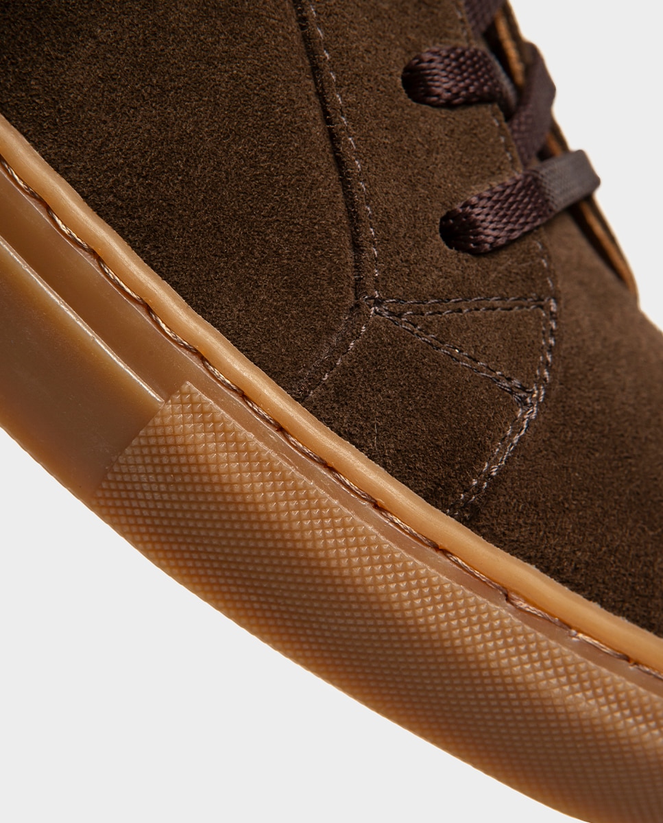Zapatillas de hombre en piel ante con suela de goma - Glent - Marrón Marrón-2