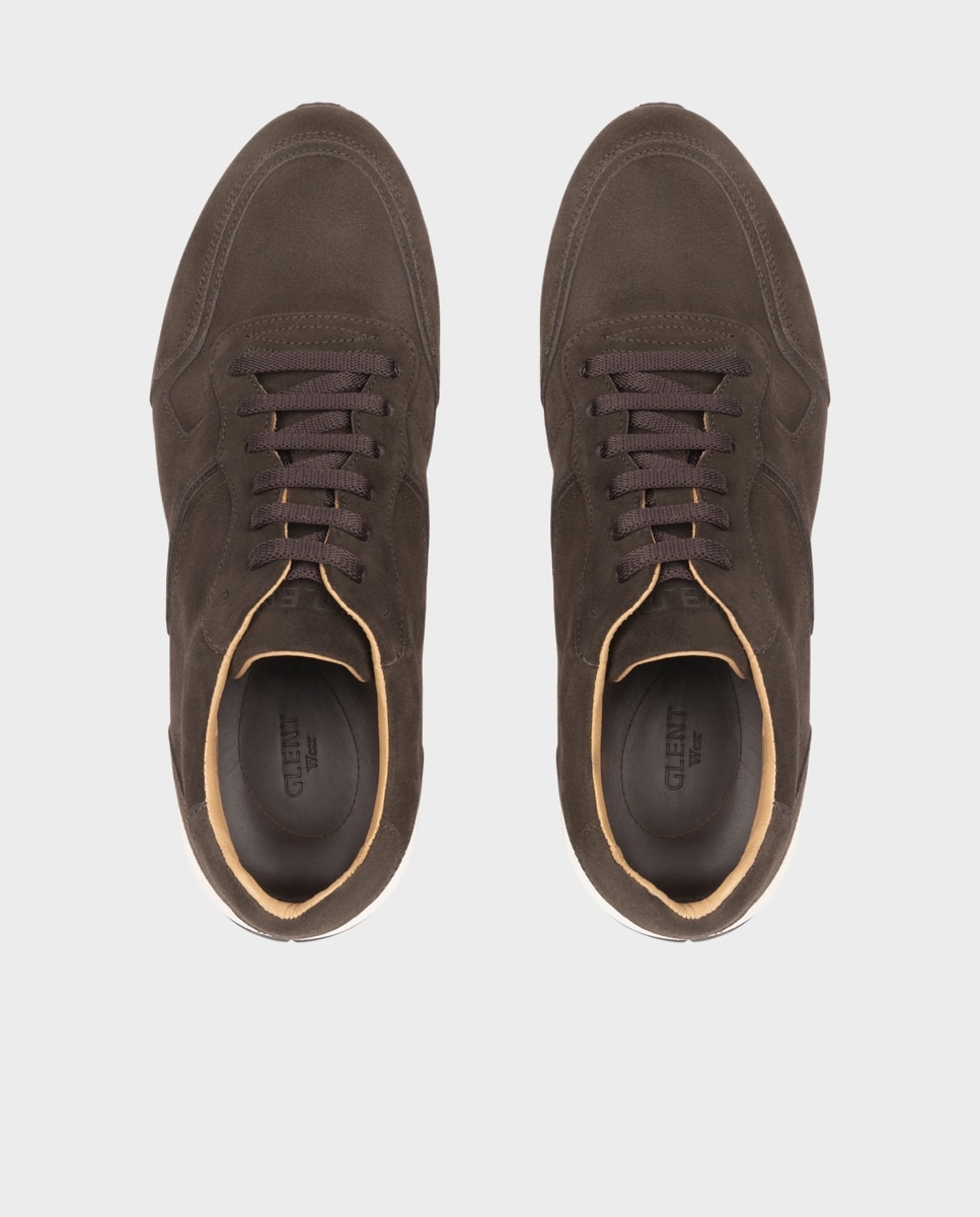 Zapatillas de hombre de piel con cordones ancho especial - Glent - Marrón Marrón-2