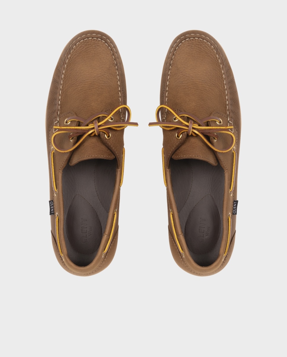 Náuticos de hombre de piel con suela vibram - Glent - Marrón Marrón-2