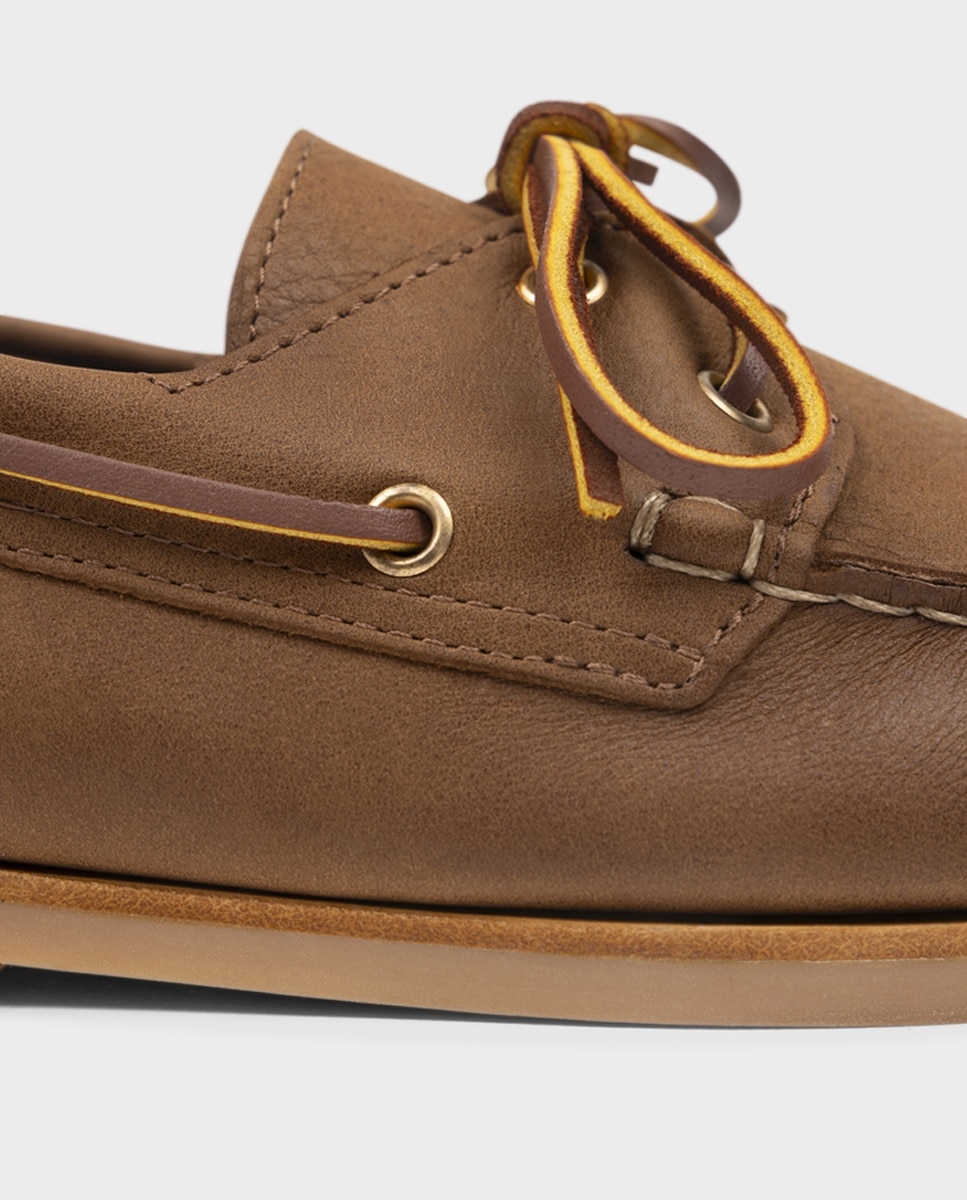 Náuticos de hombre de piel con suela vibram - Glent - Marrón Marrón-4