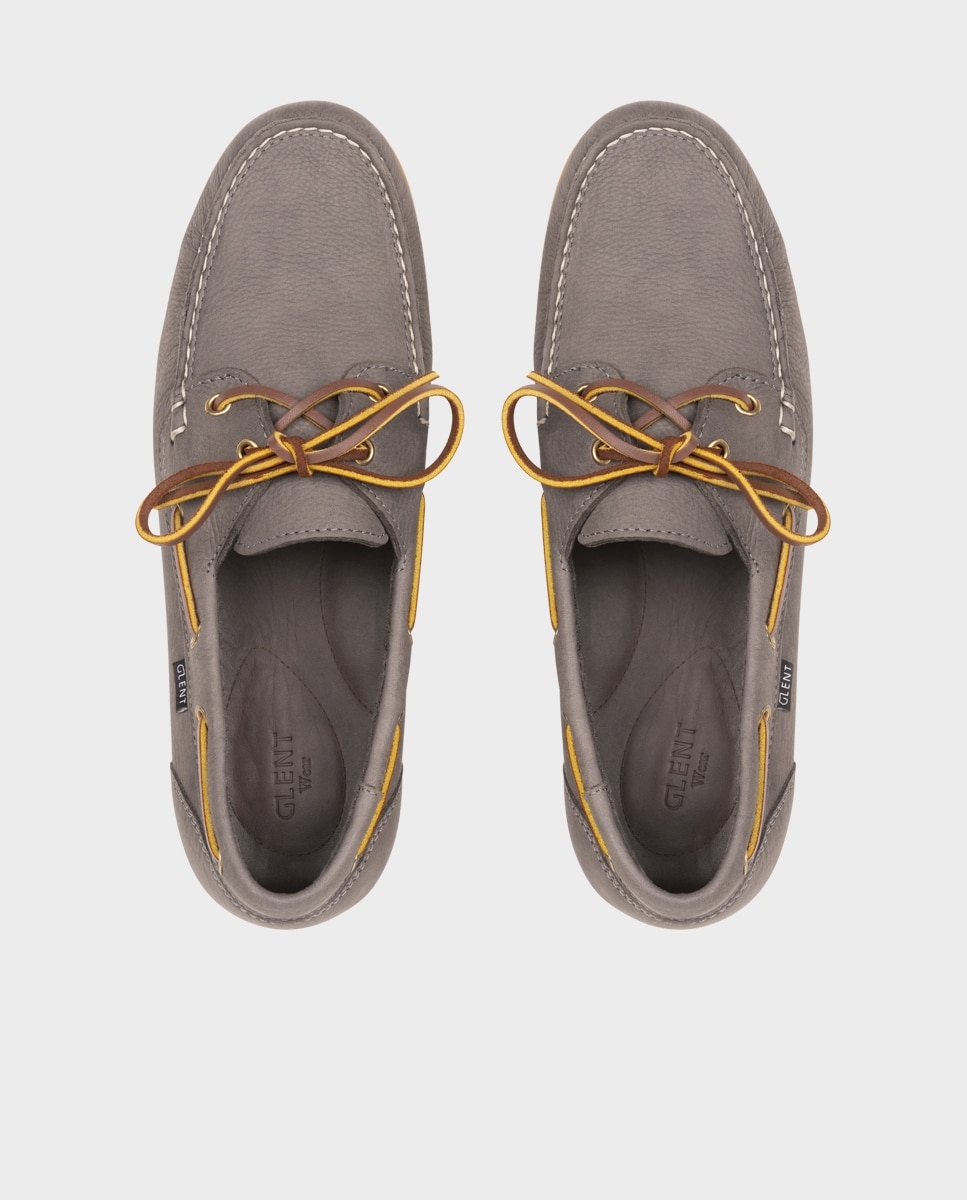 Náuticos de hombre de piel con suela vibram - Glent - Gris Gris-2