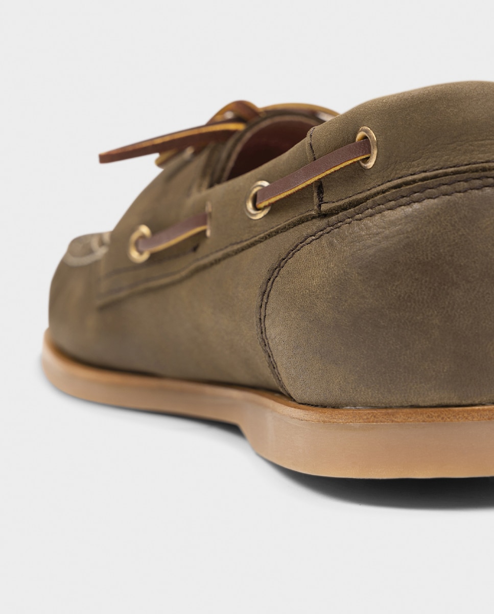 Náuticos de hombre de piel con suela vibram - Glent - Verde Verde-4
