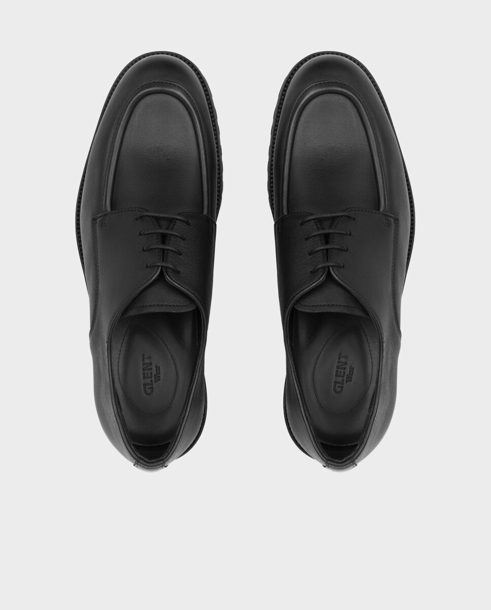 Zapatos de cordones de hombre de piel con suela vibram - Glent - Negro Negro-2