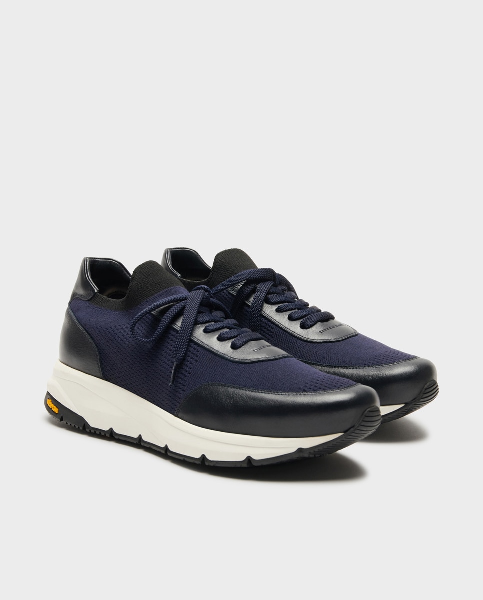 Zapatillas de hombre tipo calcetín con suela vibram - Glent - Azul marino Azul marino-4