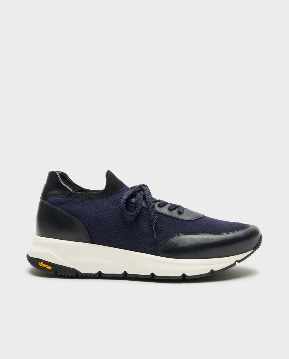 Zapatillas de hombre tipo calcetín con suela vibram - Glent - Azul marino Azul marino-1