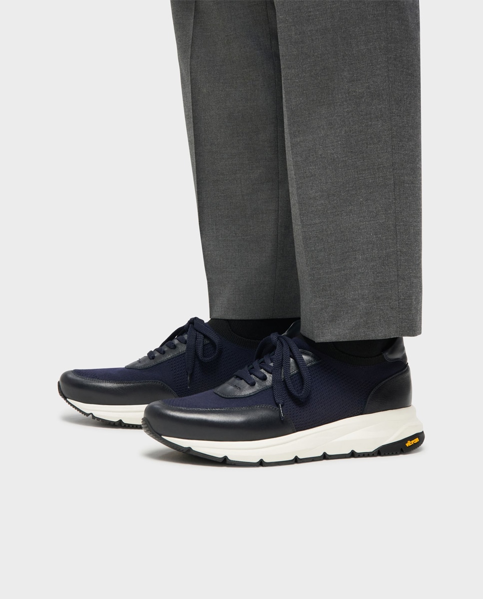 Zapatillas de hombre tipo calcetín con suela vibram - Glent - Azul marino Azul marino-2