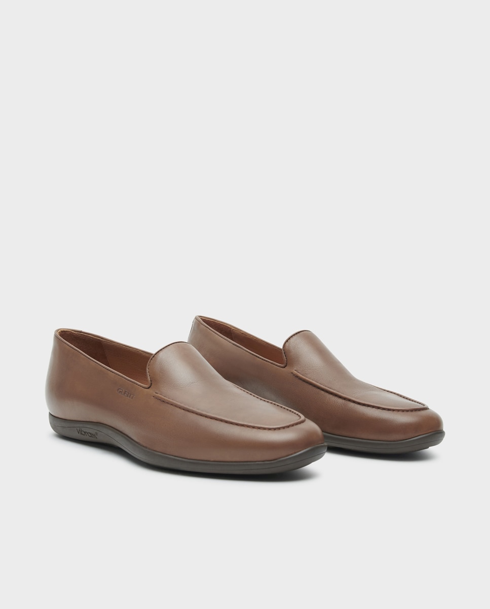 Mocasines driver de hombre de piel con suela vibram - Glent - Marrón Marrón-3