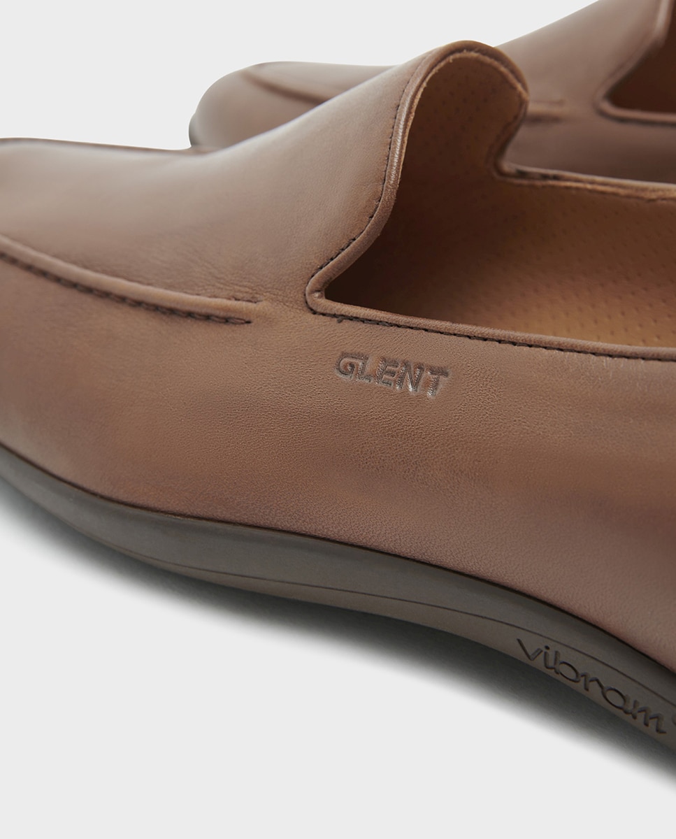 Mocasines driver de hombre de piel con suela vibram - Glent - Marrón Marrón-4