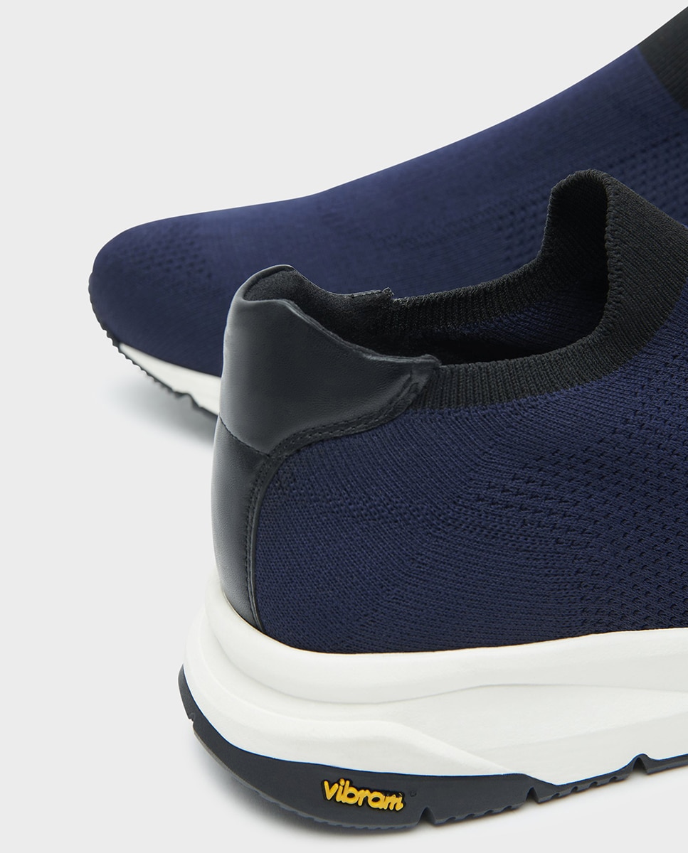 Zapatillas de hombre tipo calcetín con suela vibram - Glent - Azul marino Azul marino-3