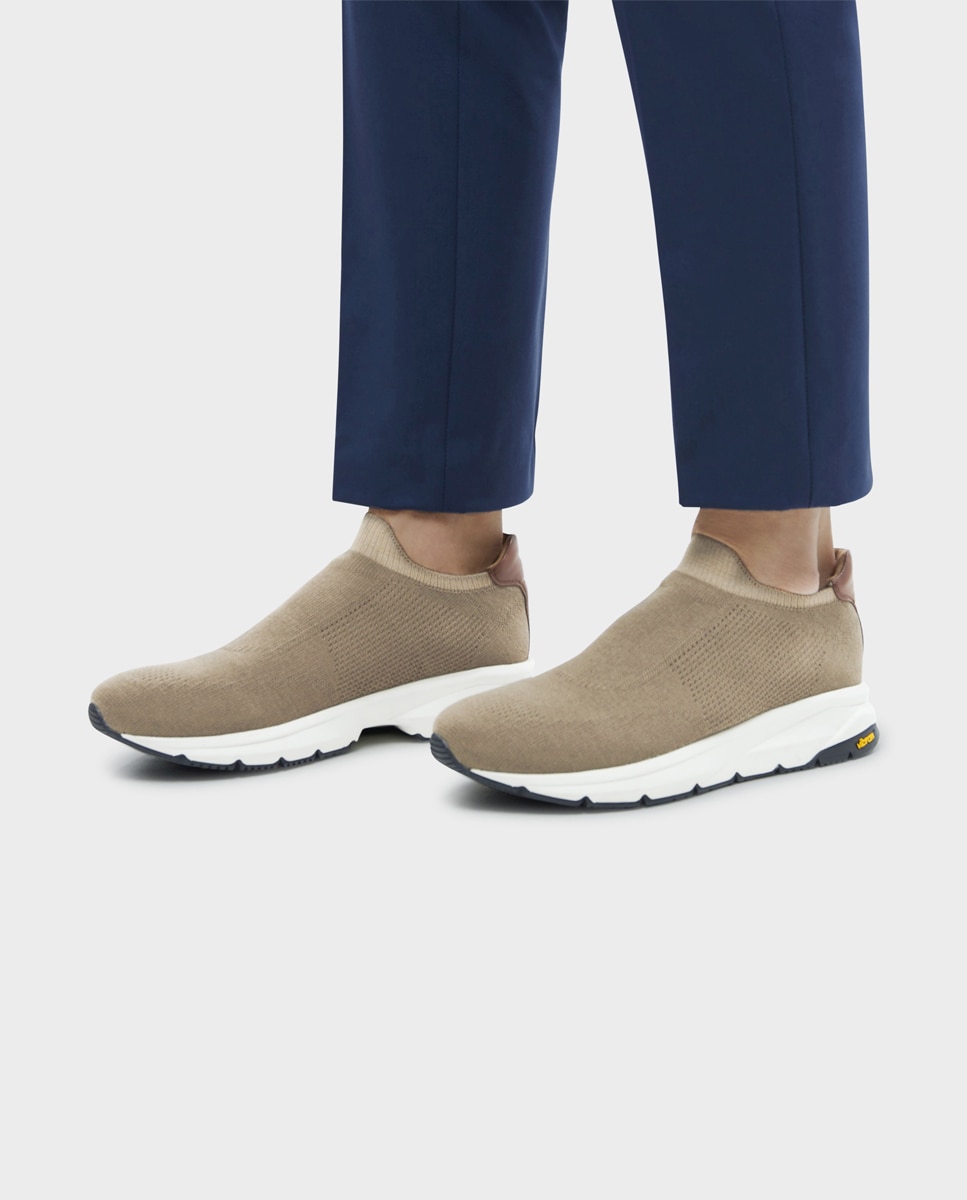 Zapatillas de hombre tipo calcetín con suela vibram - Glent - Marrón Marrón-2