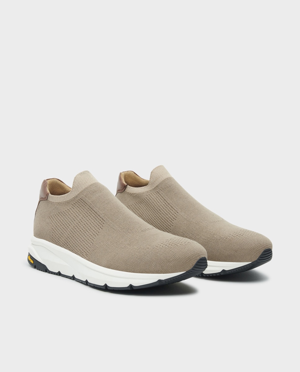 Zapatillas de hombre tipo calcetín con suela vibram - Glent - Marrón Marrón-3