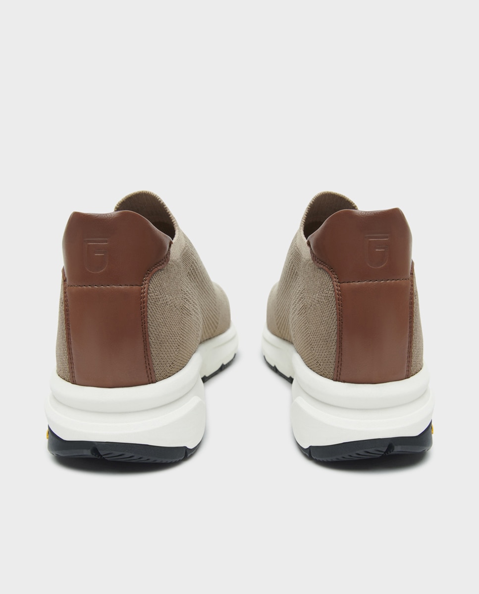 Zapatillas de hombre tipo calcetín con suela vibram - Glent - Marrón Marrón-4
