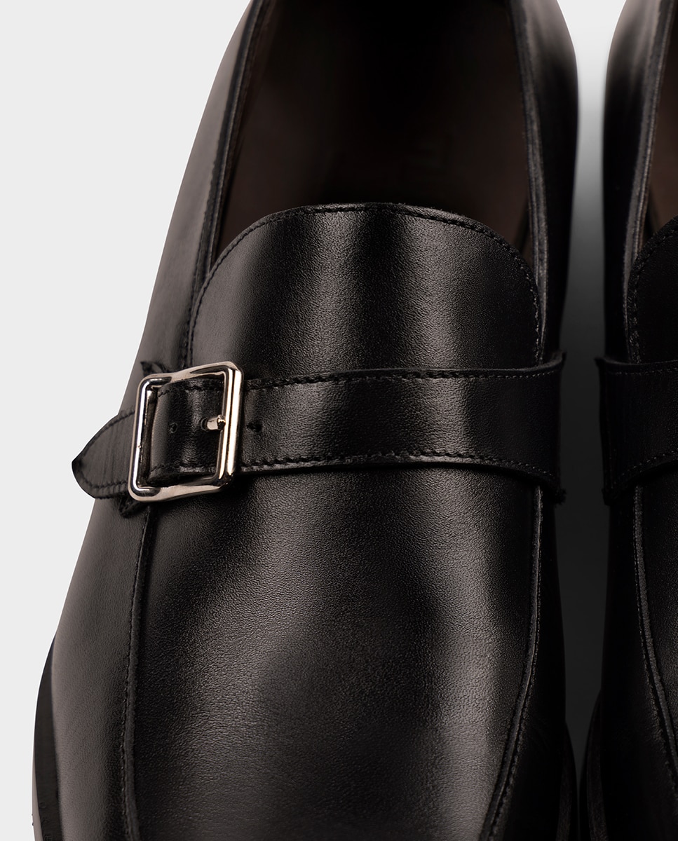 Zapatos monk de hombre de piel - Glent - Negro Negro-3