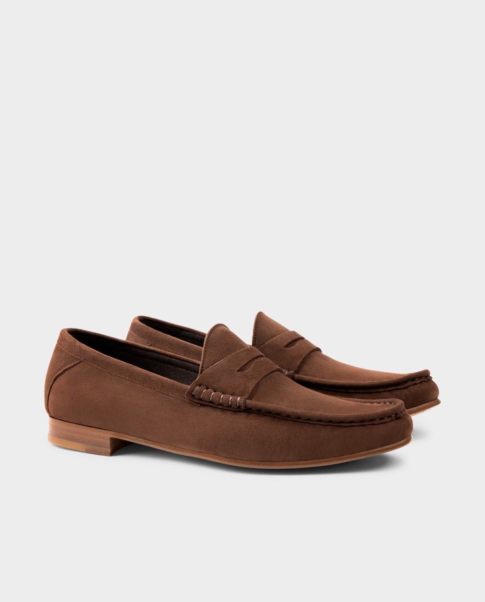 Mocasines con antifaz de hombre de piel ante - Glent - Marrón Marrón-3
