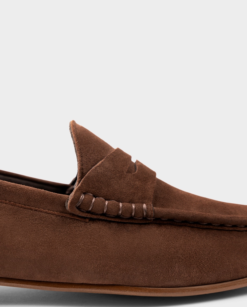 Mocasines con antifaz de hombre de piel ante - Glent - Marrón Marrón-4