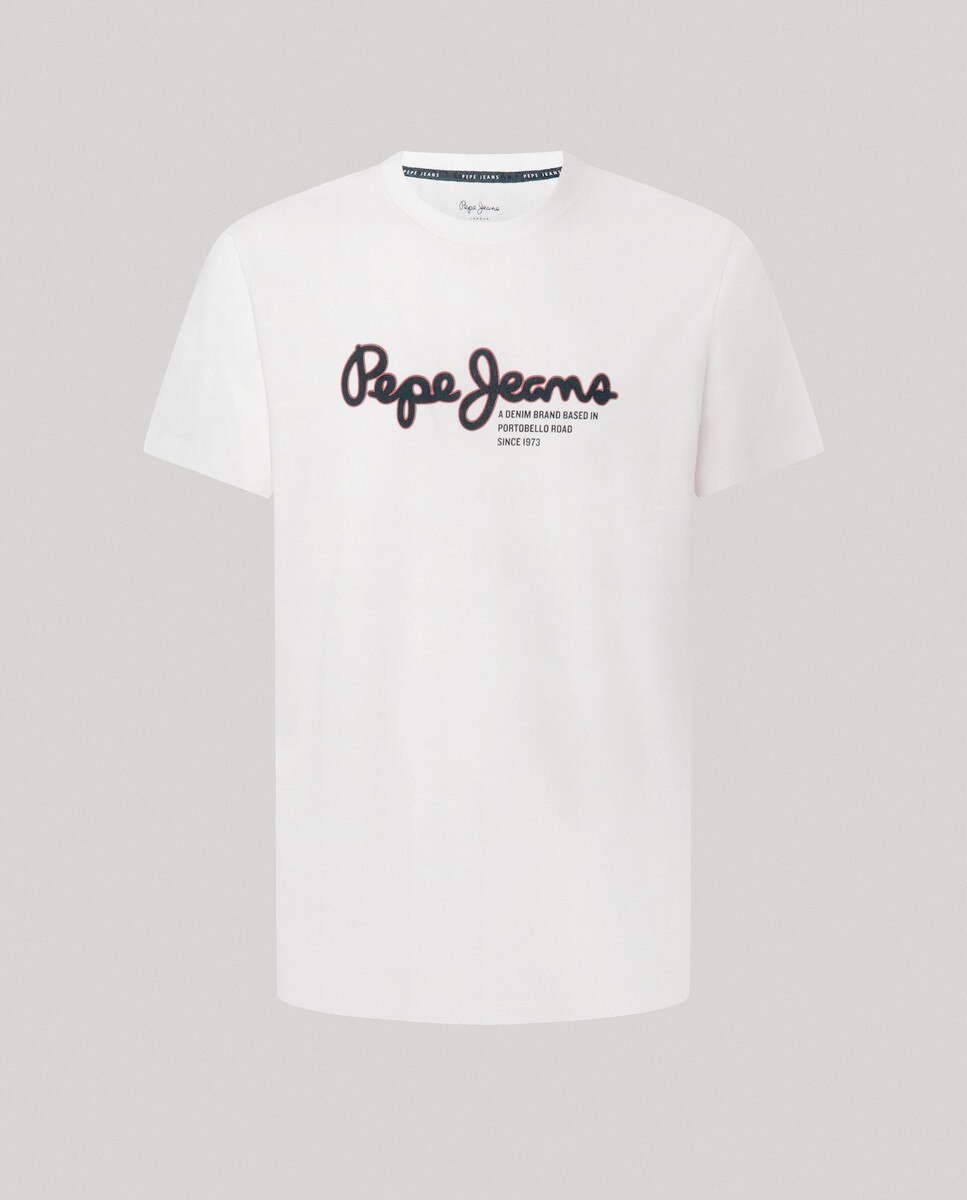 Camiseta de hombre en color blanco de manga corta Pepe Jeans