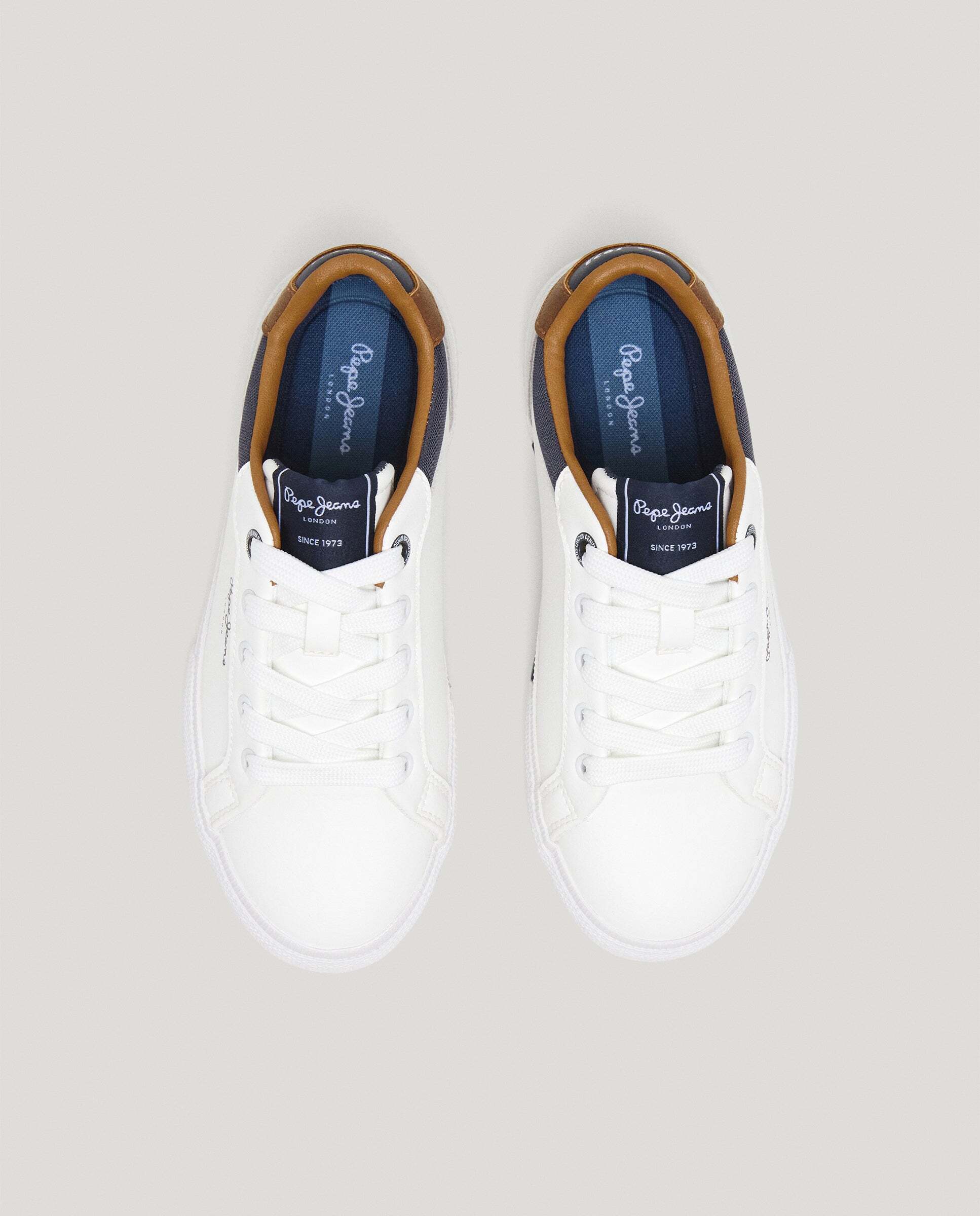 Imagen 2 de Zapatillas de niño de niño clásicas con detalles en ante - Pepe Jeans - kenton - Blanco Blanco