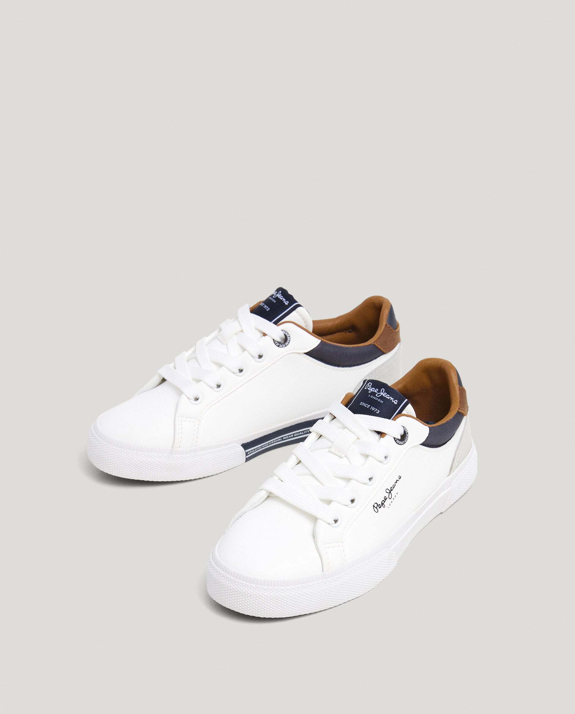 Imagen 3 de Zapatillas de niño de niño clásicas con detalles en ante - Pepe Jeans - kenton - Blanco Blanco