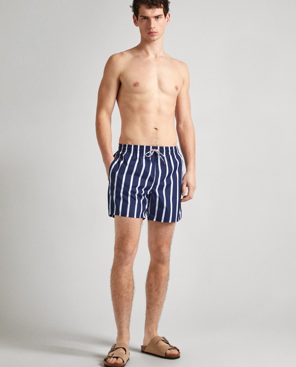 Bañador bermuda de hombre con estampado de rayas