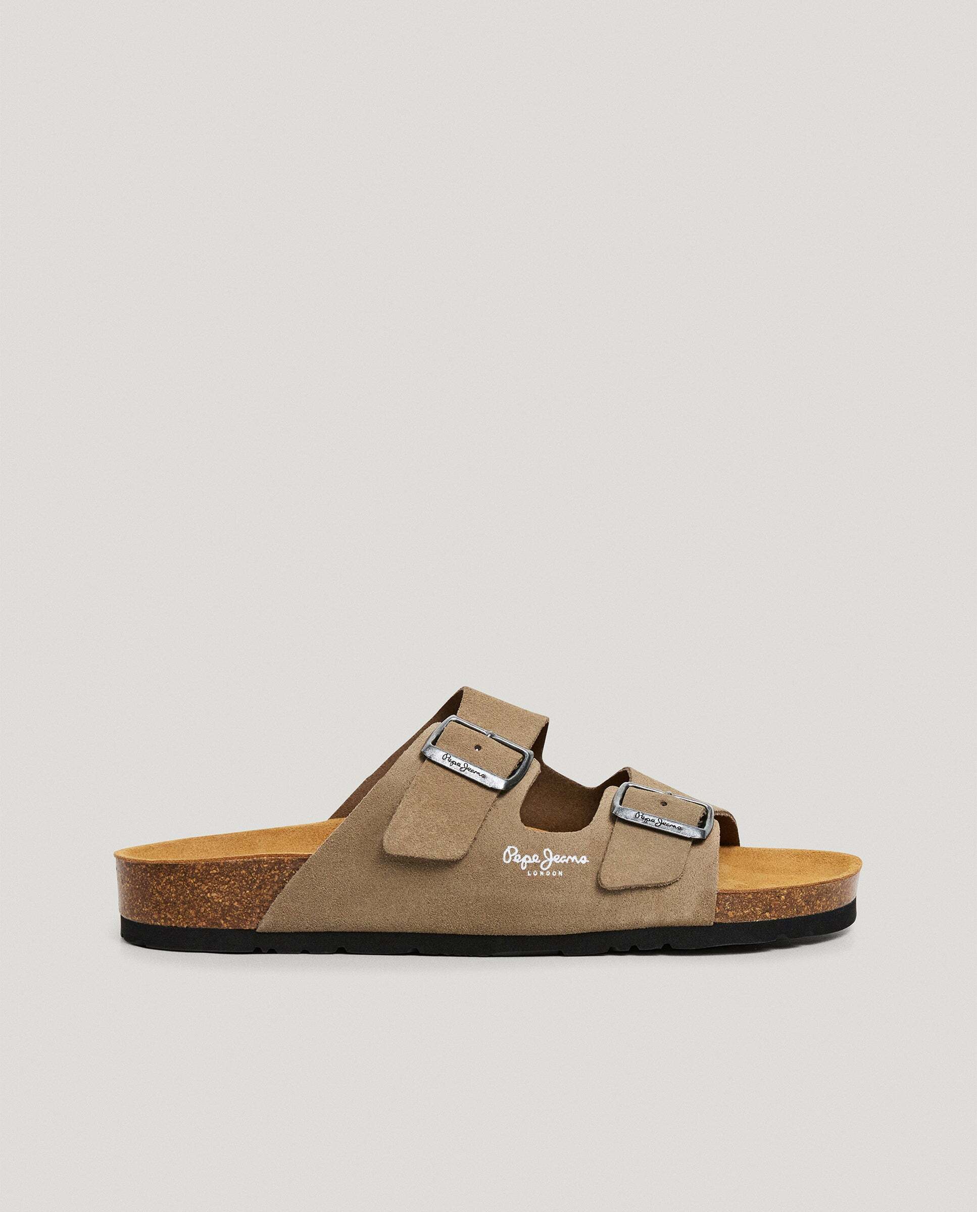 Imagen 0 de Sandalias de hombre ante con doble hebilla Natural